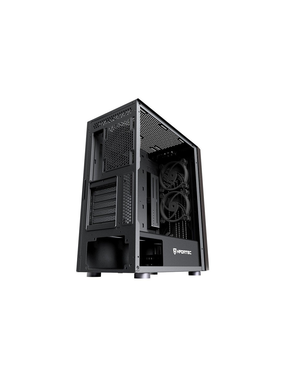 Nfortec Caja Gaming Cristal Templado Nervia Black. Usb 3.0 A-Rgb. Negro