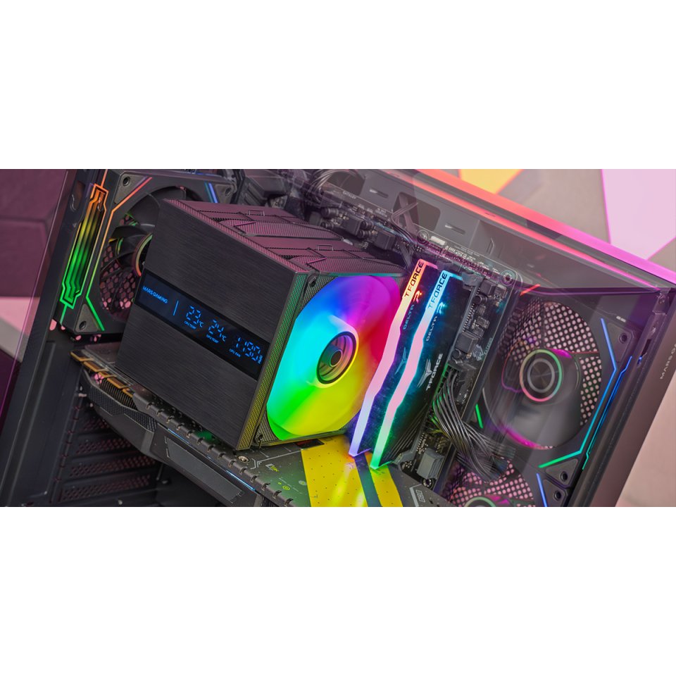 Refrigeración Cpu A-Rgb Mcpu-Lcd Pro Negro Mars Gaming Lcd / 120 Mm Argb / 6 Heatpipes / Tdp 300w / Intel & Amd