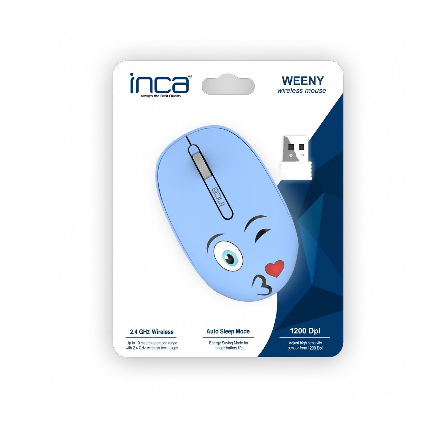 Inca Wrls Raton 1200dpi 3tamen 2.4ghzusb-A Weeny Emoji Bl