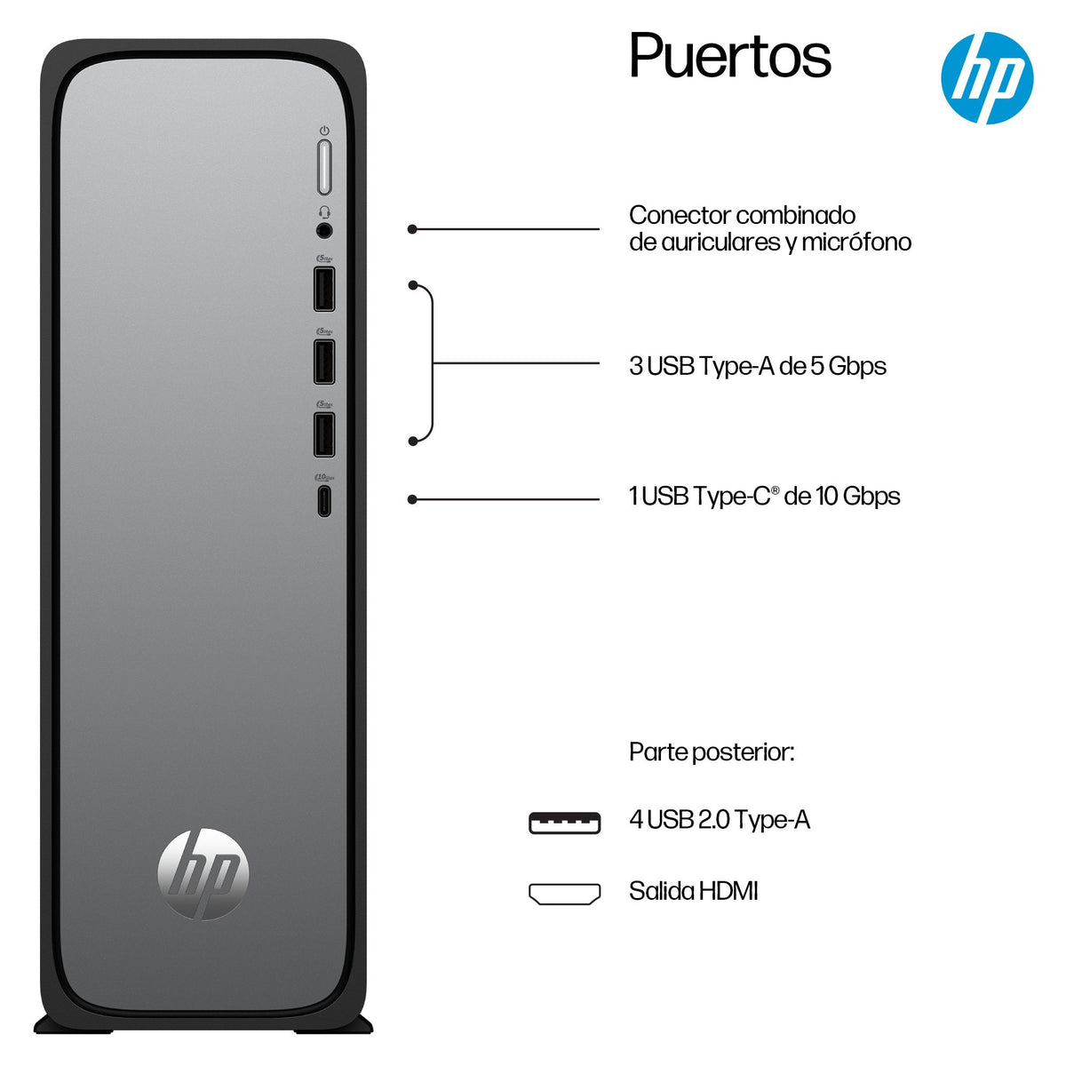 Pc Sobremesa Hp Omnidesk Slim S03 0027ns Intel Core I5 13400 8 Gb Ram 512 Gb Ssd Windows 11 Home Plata