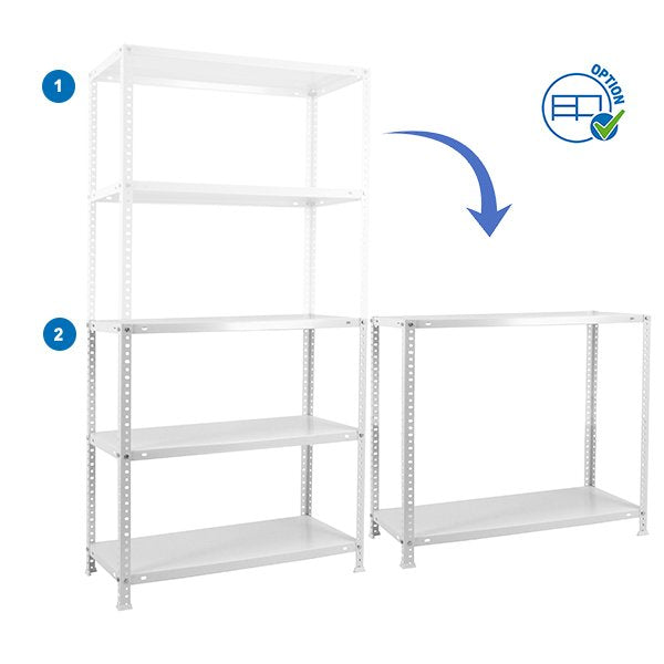 Simonrack Kit Advantage Mini 5/400 Estantería Metálica Tornillos 5 Baldas/75kg 180x80x40cm Blanco