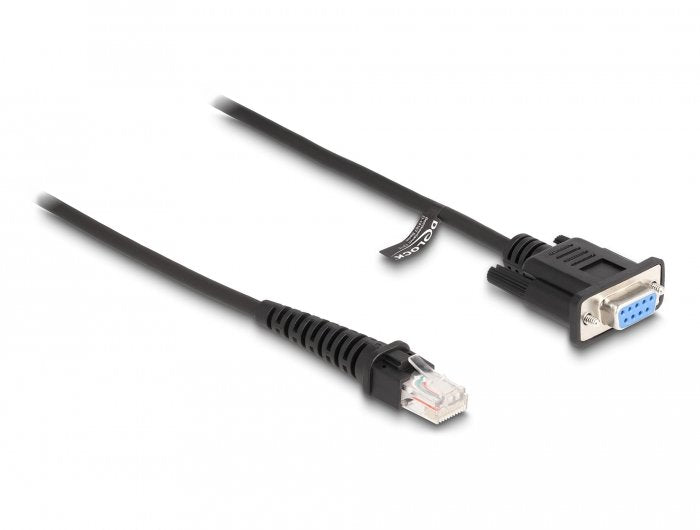 Delock 87996 Cable Rj50 En Espiral Macho A Conector D-Sub 9, Hembra, 1,5 M, Negro