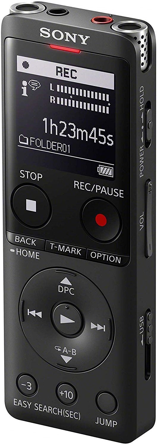 Sony Icdux570 Negra Grabadora De Voz Digital Oled 4gb Pcm Mp3 + Bolsa De Transporte