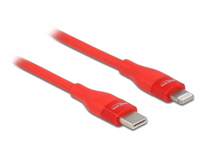 Delock Daten- Und Ladecable Usb Type-C Zu Lightning Für Iphone, Ipad Und Ipod Rot 0,5 M Mfi