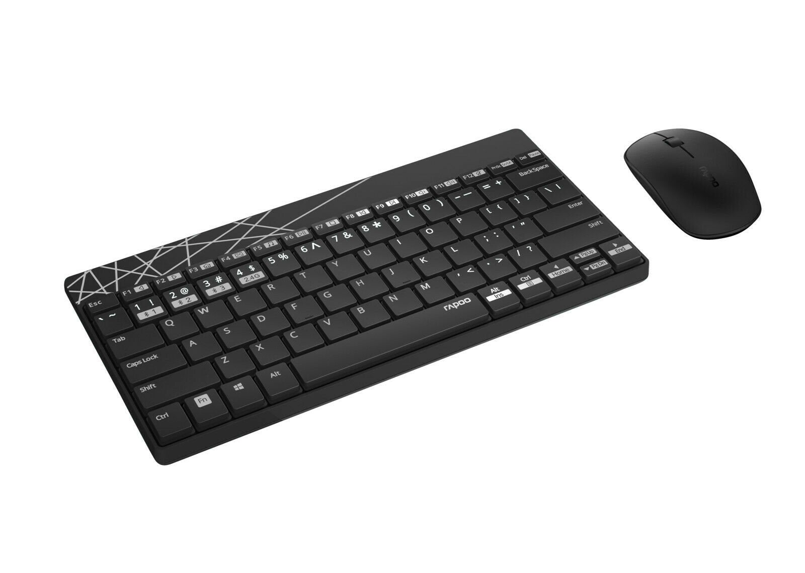 Rapoo Cableloses Multi-Mode-Deskset 8000m Qwertz Keyboard + Mouse Black