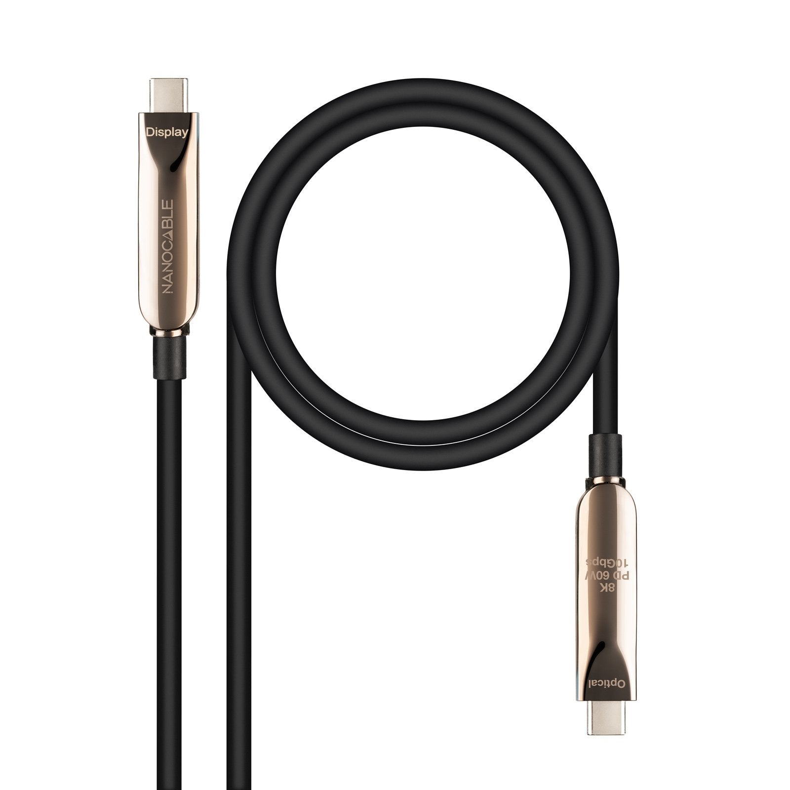Cable Usb 3.2 Tipo-C Aoc Nanocable 10.01.4610 Usb Tipo-C Macho Usb Tipo-C Macho Hasta 60w 10gbps 10m Negro
