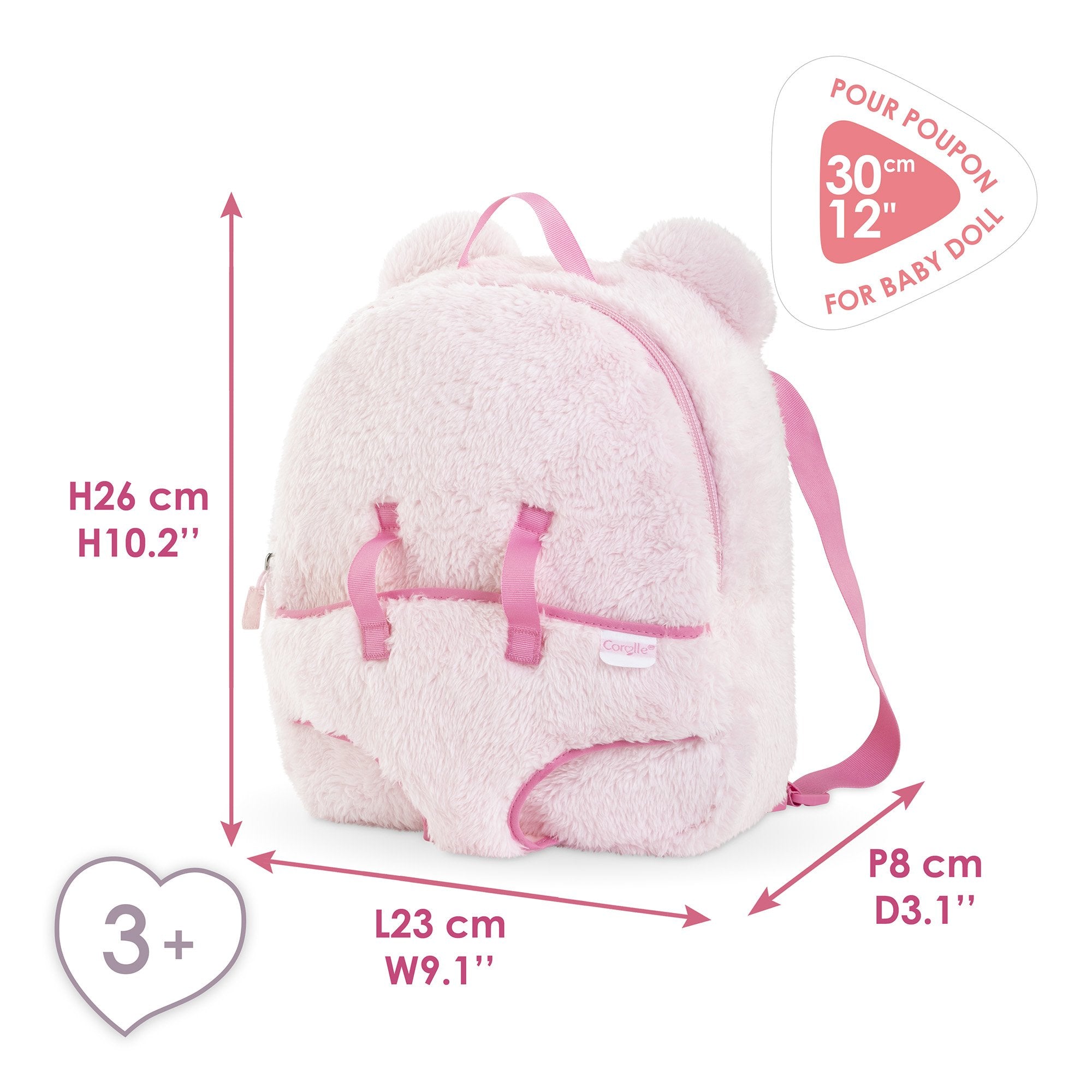 Simba-Dickie Mon Premier Poupon 30cm Plüschrucksack + Trage (Rosa/Rosa) 9000111170