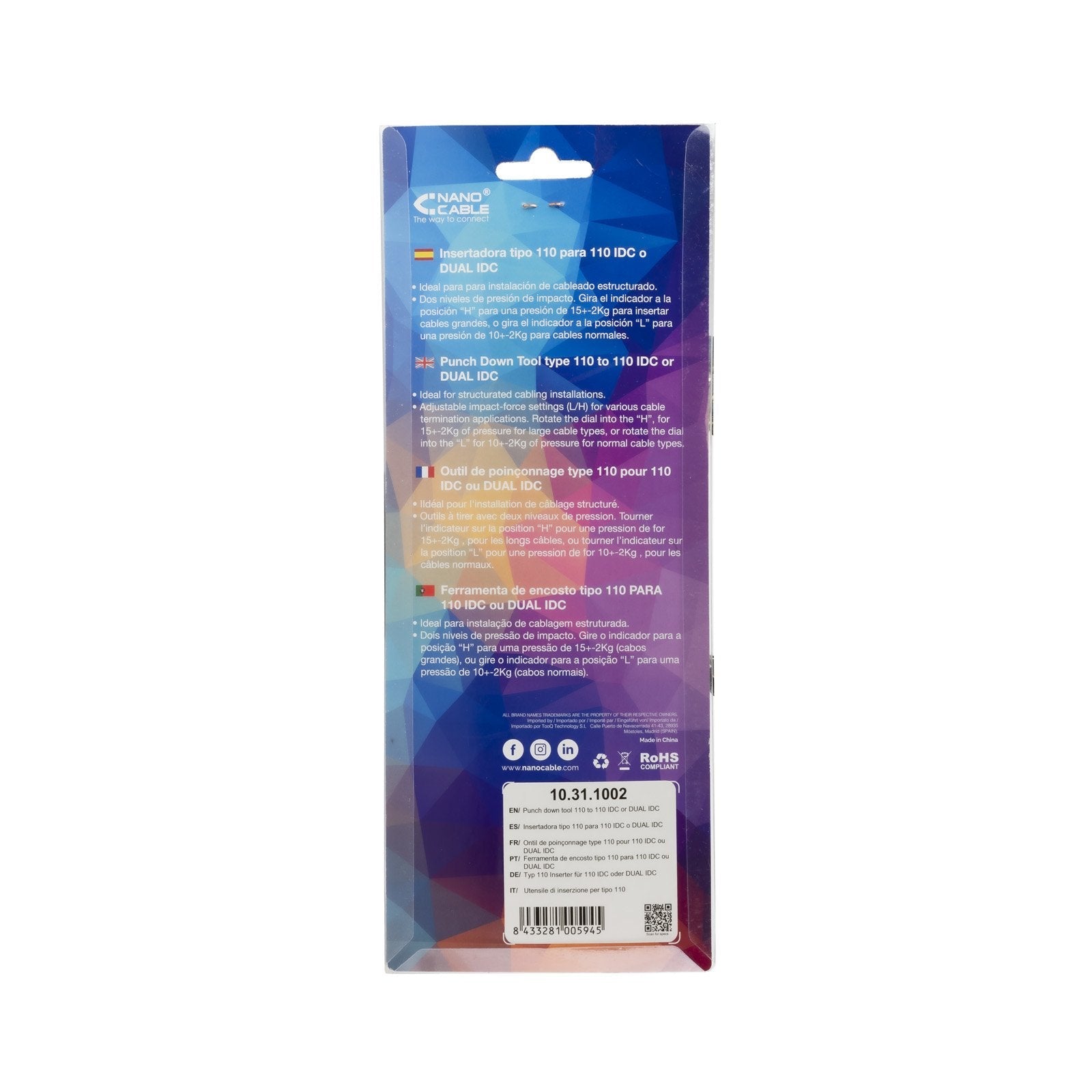 Nanocable Insertadora Tipo 110 Para Montaje
