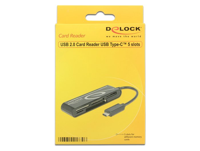Lector De Tarjetas Externo Delock Usb 2.0 Usb Type-C Macho 5 Ranuras