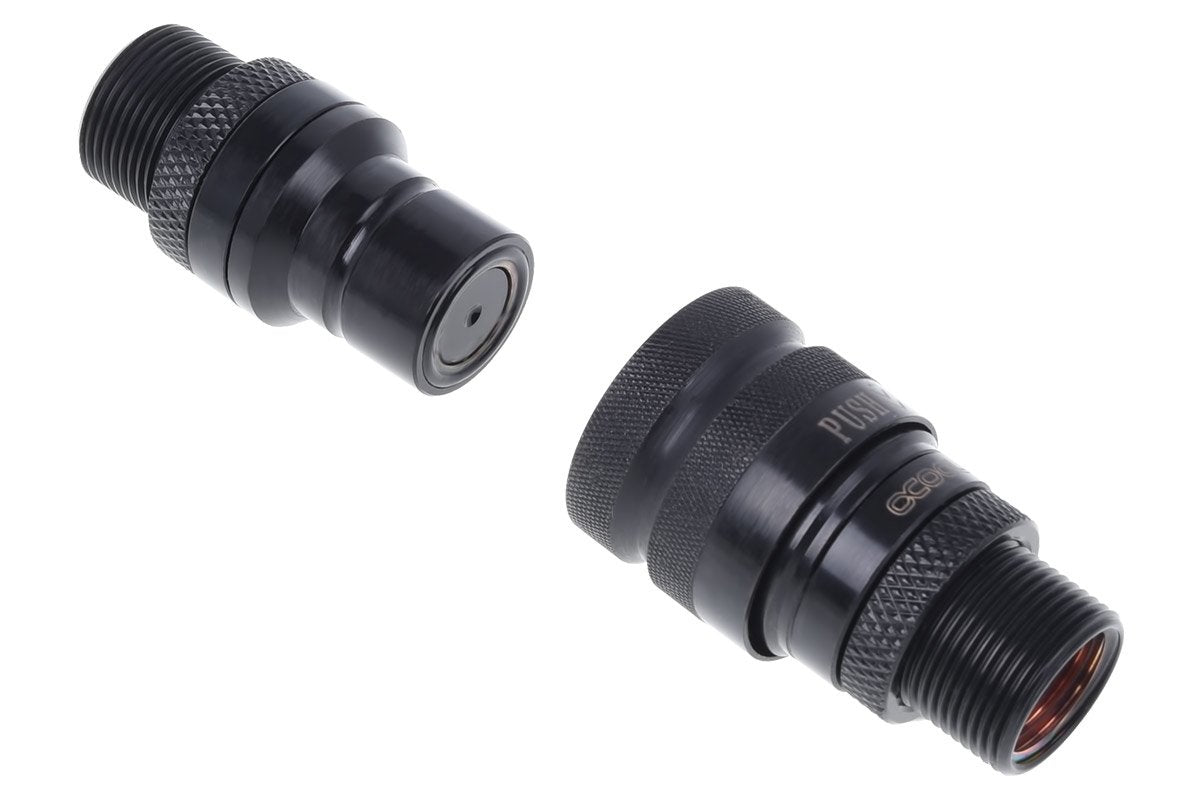 Alphacool Eiszapfen Juego De Acoplamiento Rápido Con Conexión De Tornillo De Doble Mamparo G1/4 It - Deep Black, Conexión Negro (Mate), Para Mangueras Blandas (Pvc, Silicona, Neopreno) 17368