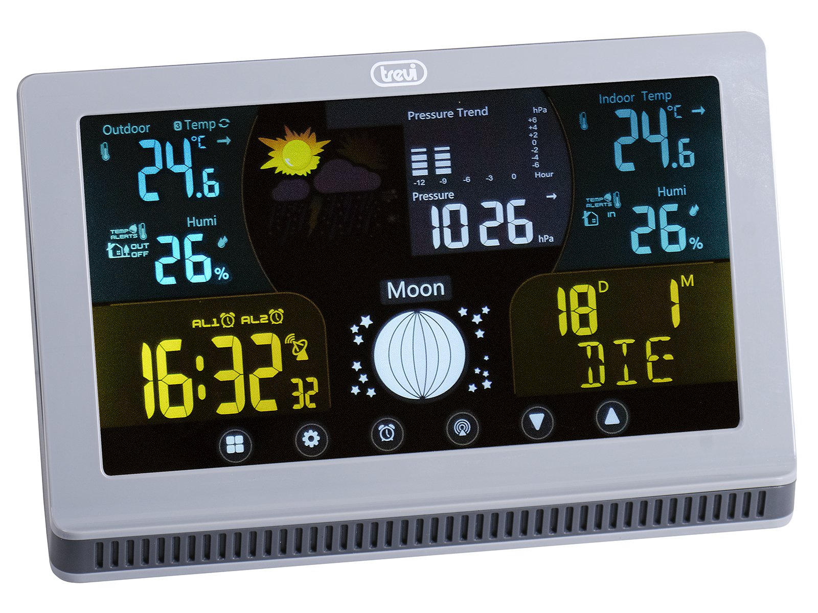 Estación Meteorológica Con Sensor Externo Y Controles Táctiles Trevi Me 3p70 Rc