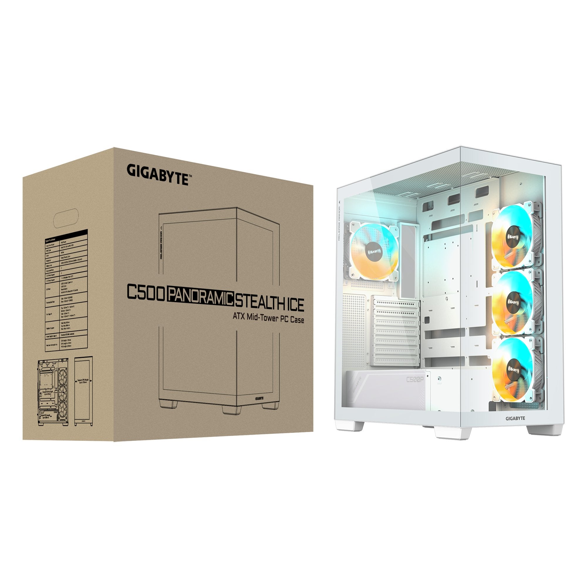 EAN 4719331555030 - GIGABYTE C500 PANORAMIC STEALTH Midi Tower Blanco imagen 8