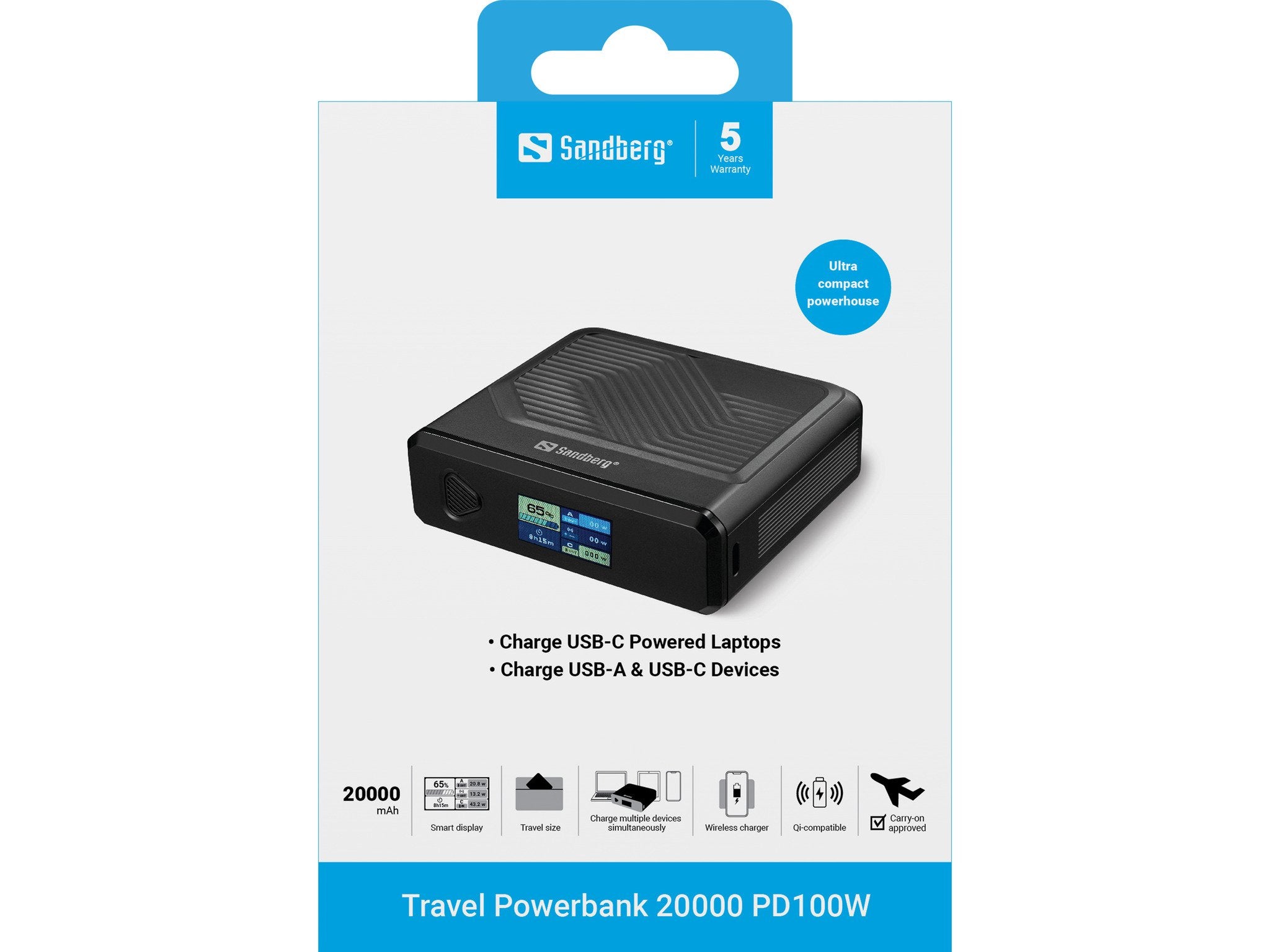 EAN 5705730421259 - Sandberg 421-25 batería externa Polímero de litio 20000 mAh Cargador inalámbrico Negro imagen 5