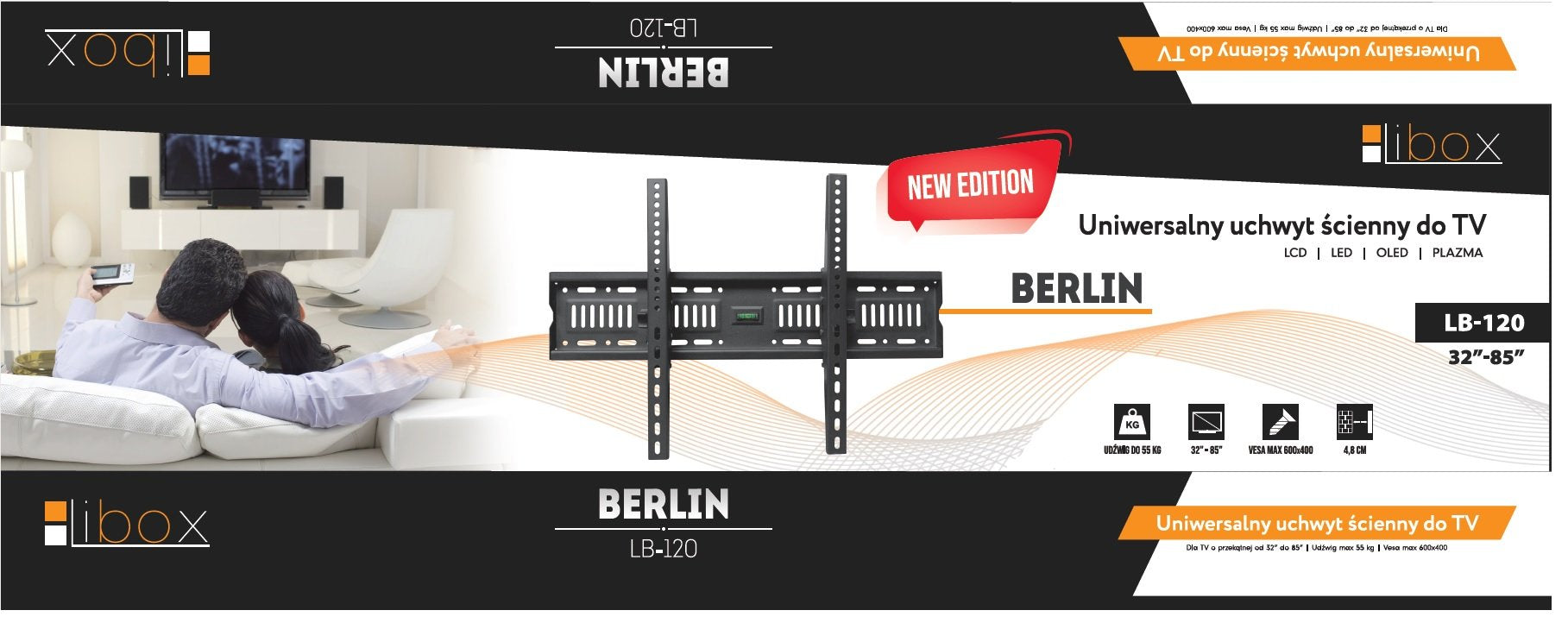 EAN 5901811400186 - Libox LB-120 soporte para TV 2,16 m (85") Negro imagen 2