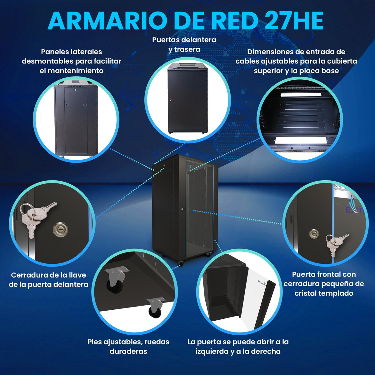 Armario Rack De Pie Extralink 27u 600x600 Negro