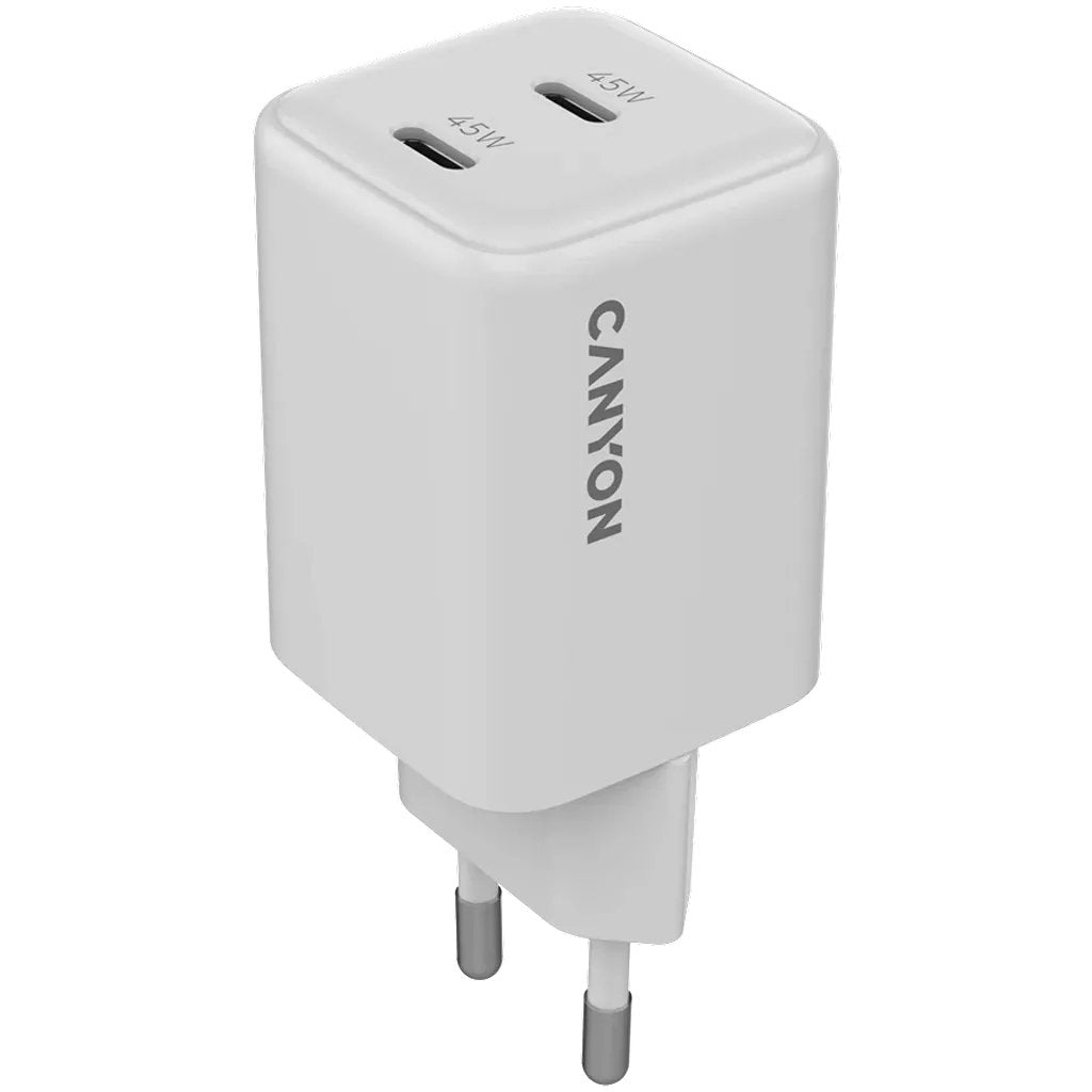 Canyon Cargador Cu45cc Gan 45w 2xpd Usb-C Eu Blanco