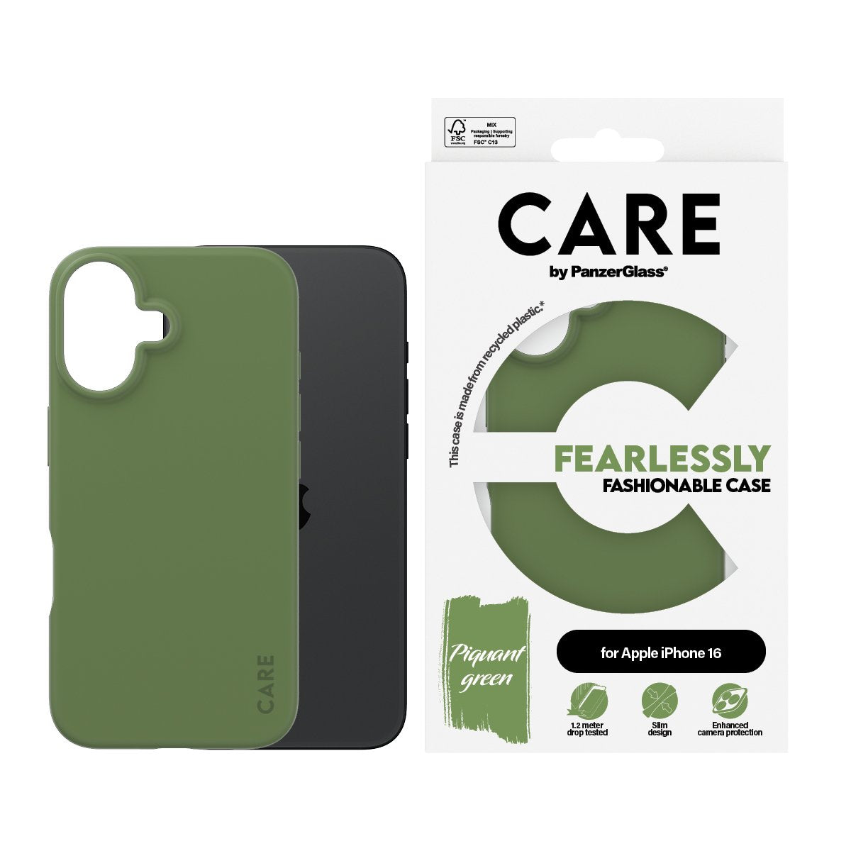 EAN 5715685004674 - PanzerGlass CARE™ by ® Case Green iPhone 16 funda para teléfono móvil Verde imagen 2