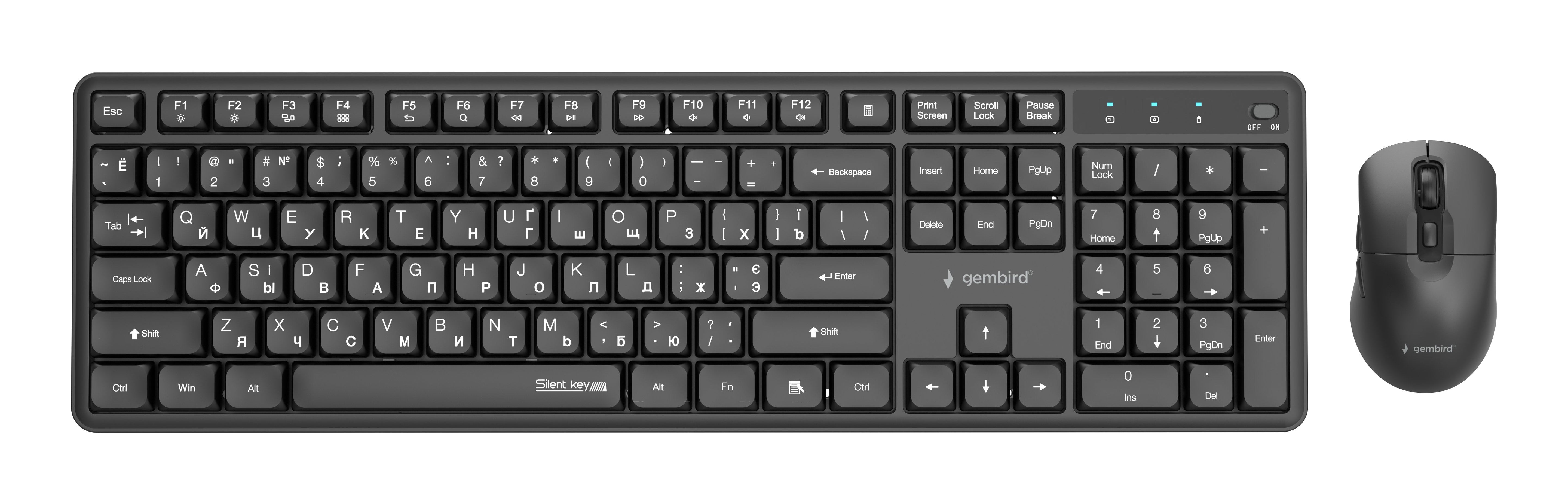 Keyboard +Mouse Wrl Cyrillic/Black Kbs-Wms-01-Cyrl Gembird