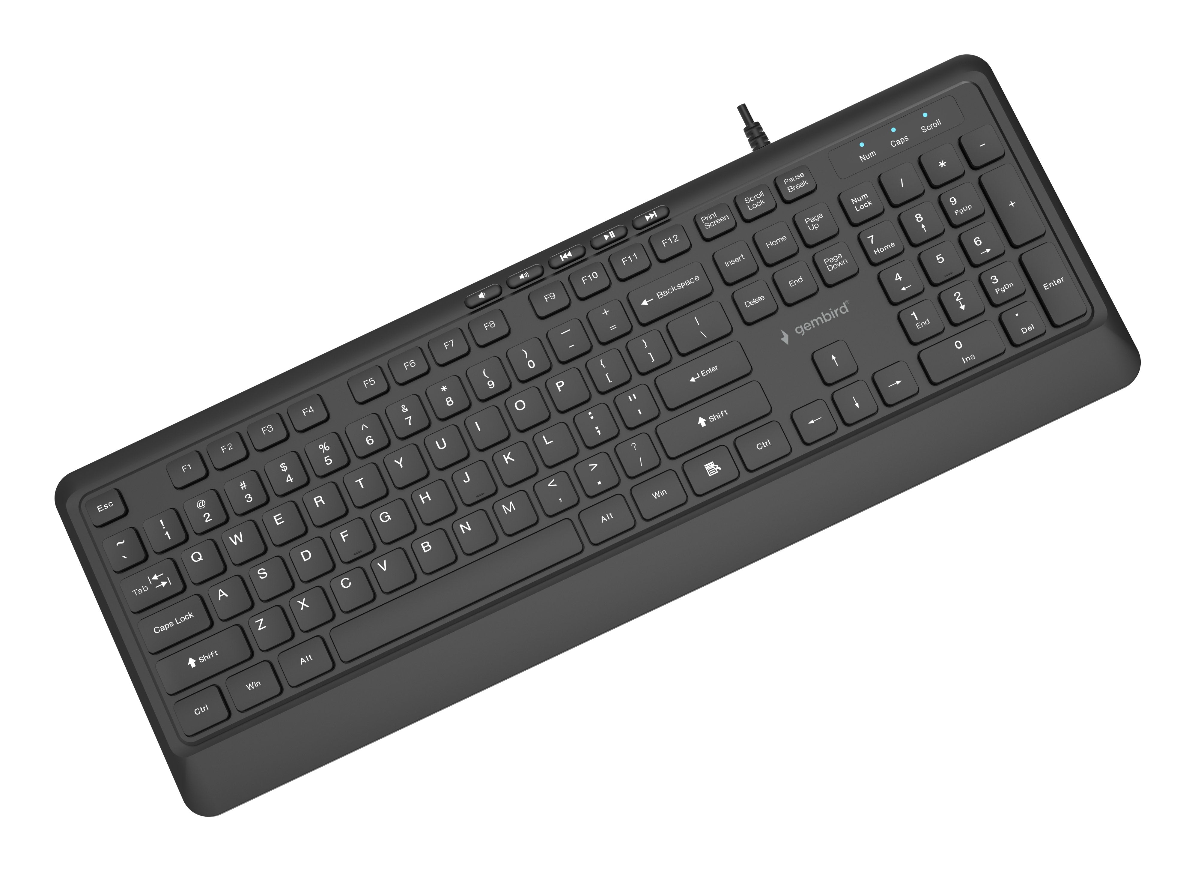 Gembird Slim Wired Multimedia Keyboard Negro Us Layout