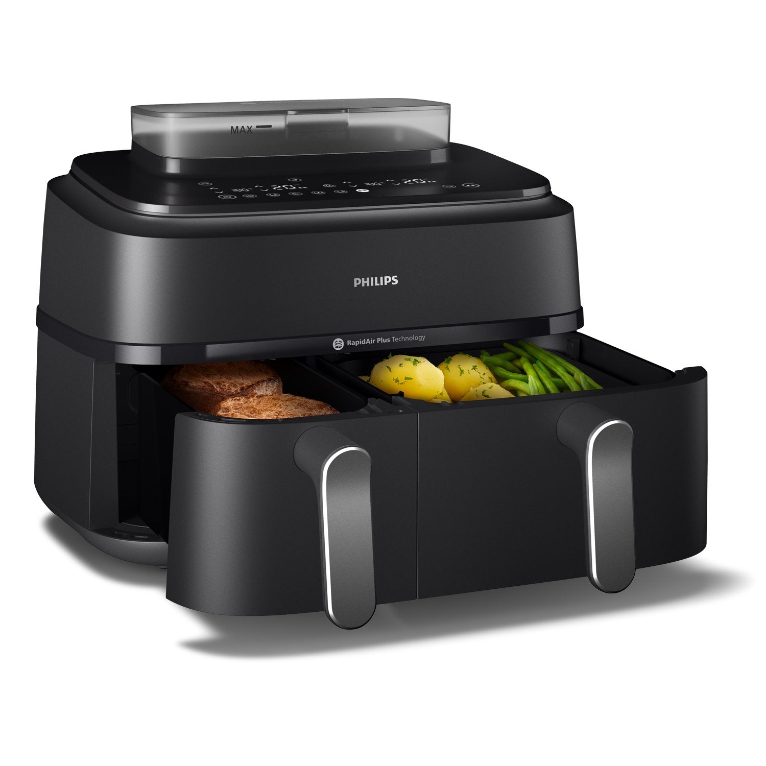 Freidora De Aire Philips Na551 00 Serie 5000, Doble Cesta, Función Vapor, Color Negro