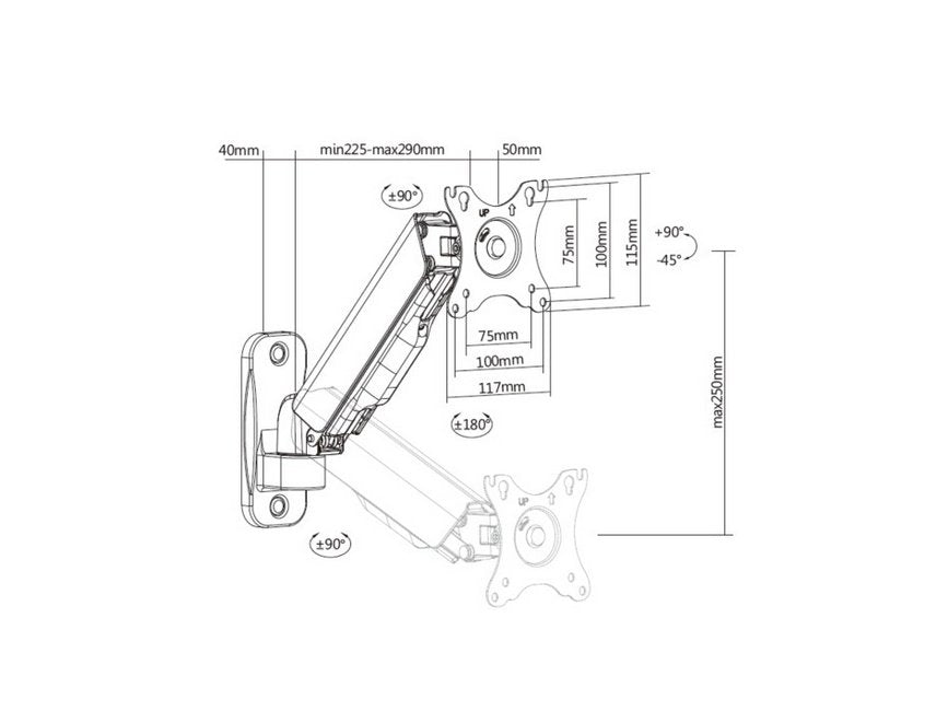 Equip 650136 Soporte Para Monitor 17"-32" 334mm 1tft Con 360° Negro Pared