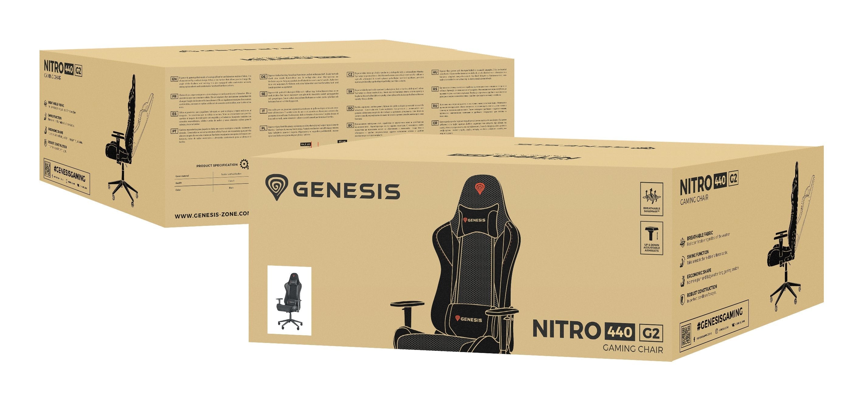 Silla Gaming Genesis Nitro 440 G2 Mesh Gaslift 3 120kg Negra