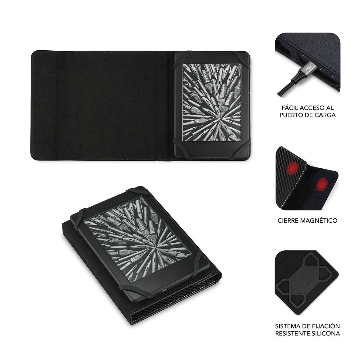 EAN 8436586741006 - SUBBLIM SUB-CUE-1EC001 funda para libro electrónico 15,2 cm (6") Folio Negro imagen 2