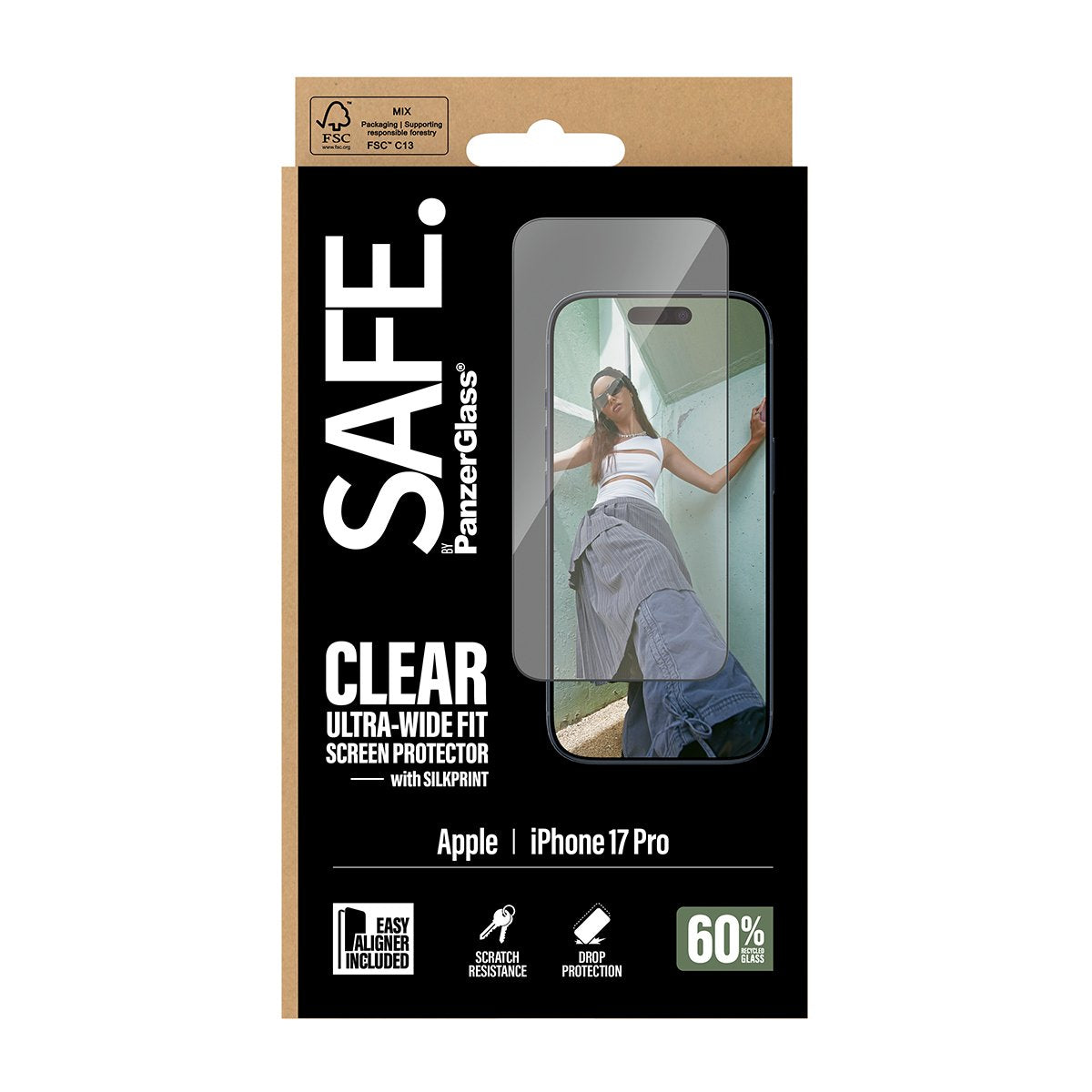 Panzerglass Safe. Screen Protector W. Negro Frame Iphone 17 Pro Ultra-Wide Fit