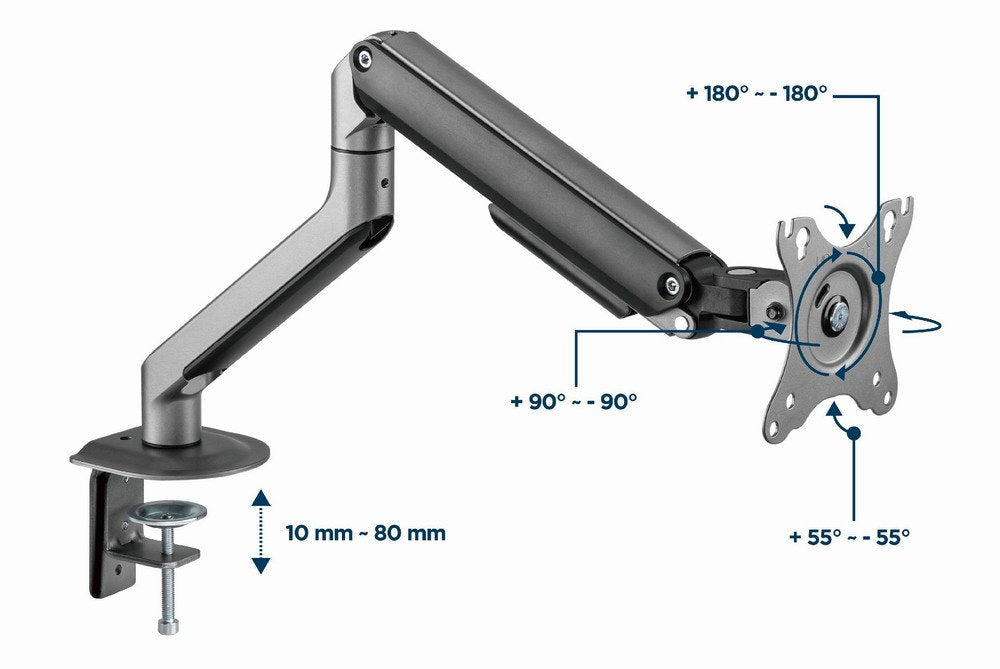 Gembird Desk Mounted Adjustable Monitor Arm Space Grey
