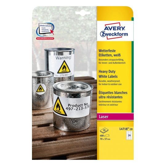 Avery Zweckform Resistente A La Intemperie Folienetiketten 70,0 X 37,0 Mm