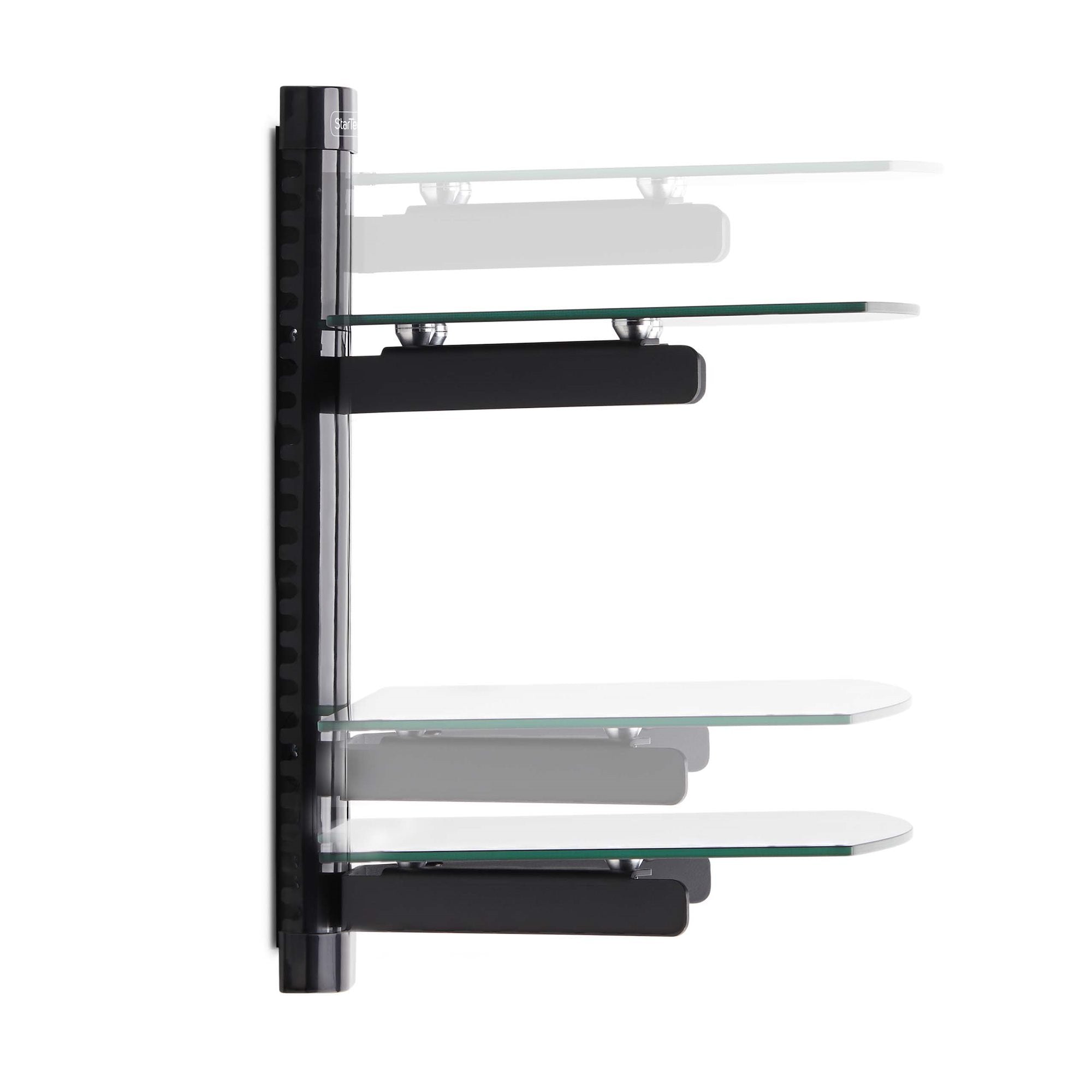 Startech.Com Dual Floating Wall-Mounted Av Shelves, Adjustable Height Shelf For Under Tv, Organize A/V Equipment On Blac