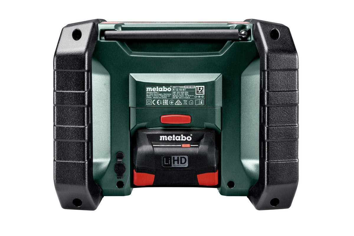 Metabo R 12-18 Dab+ Bt (600778850) Akku-Baustellenradio (Verde/Negro, Ukw, Dab+, Bluetooth, Ohne Akku Und Ladegerät) 600778850