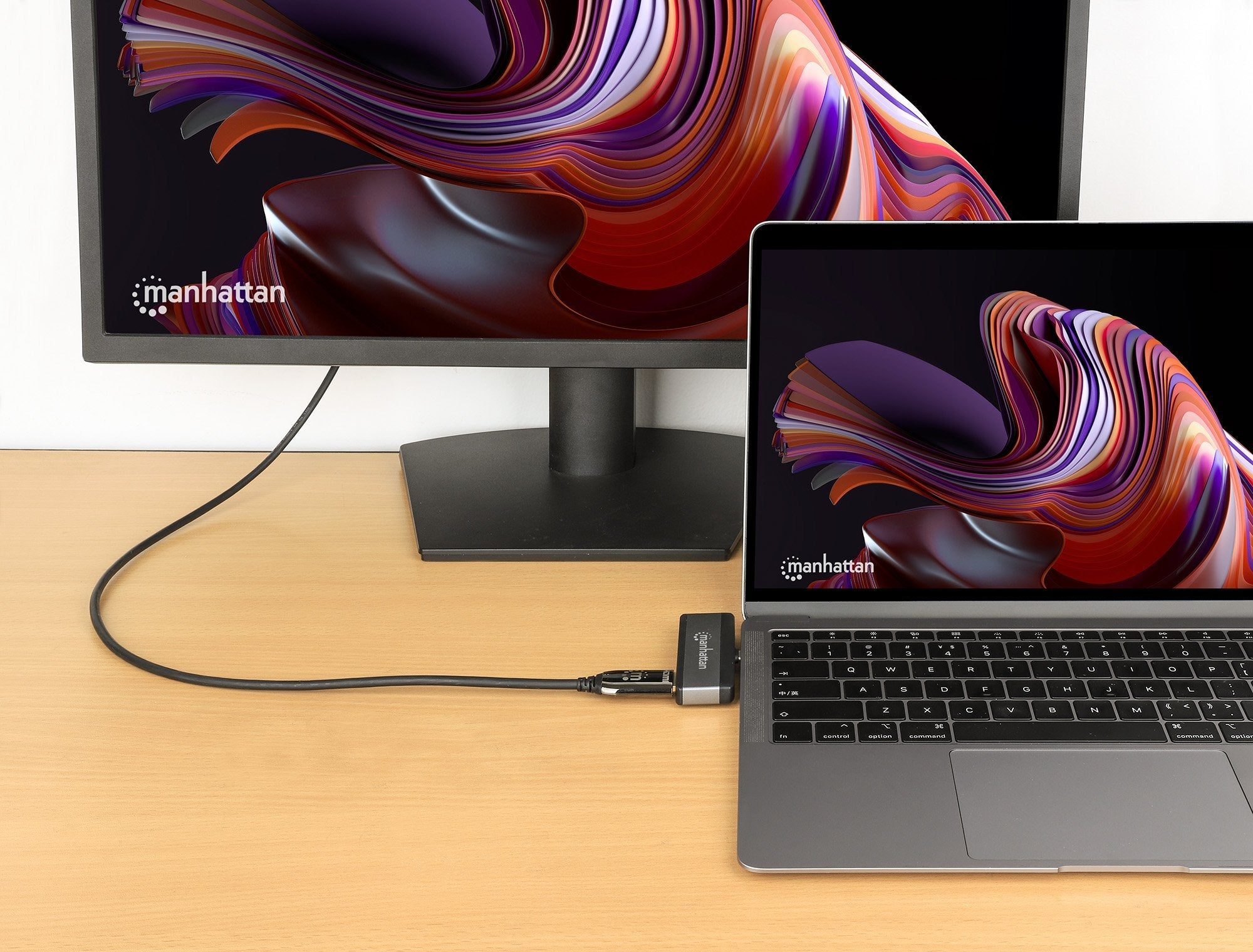 Manhattan 190404 Base Para Portátil Y Replicador De Puertos Alámbrico Usb 3.2 Gen 2 (3.1 Gen 2) Type-C Gris