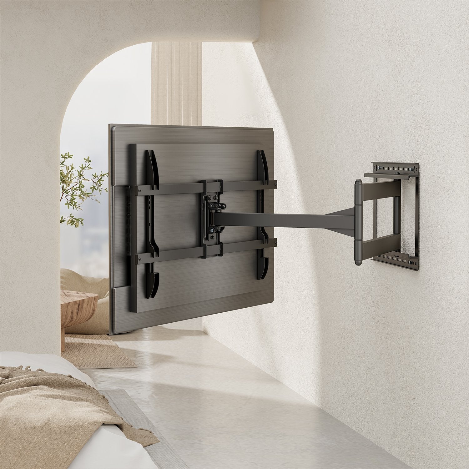 Aisens Soporte Pro Giratorio, Inclinable Y Nivelable Para Monitor/Tv 50kg De 43-80, Negro