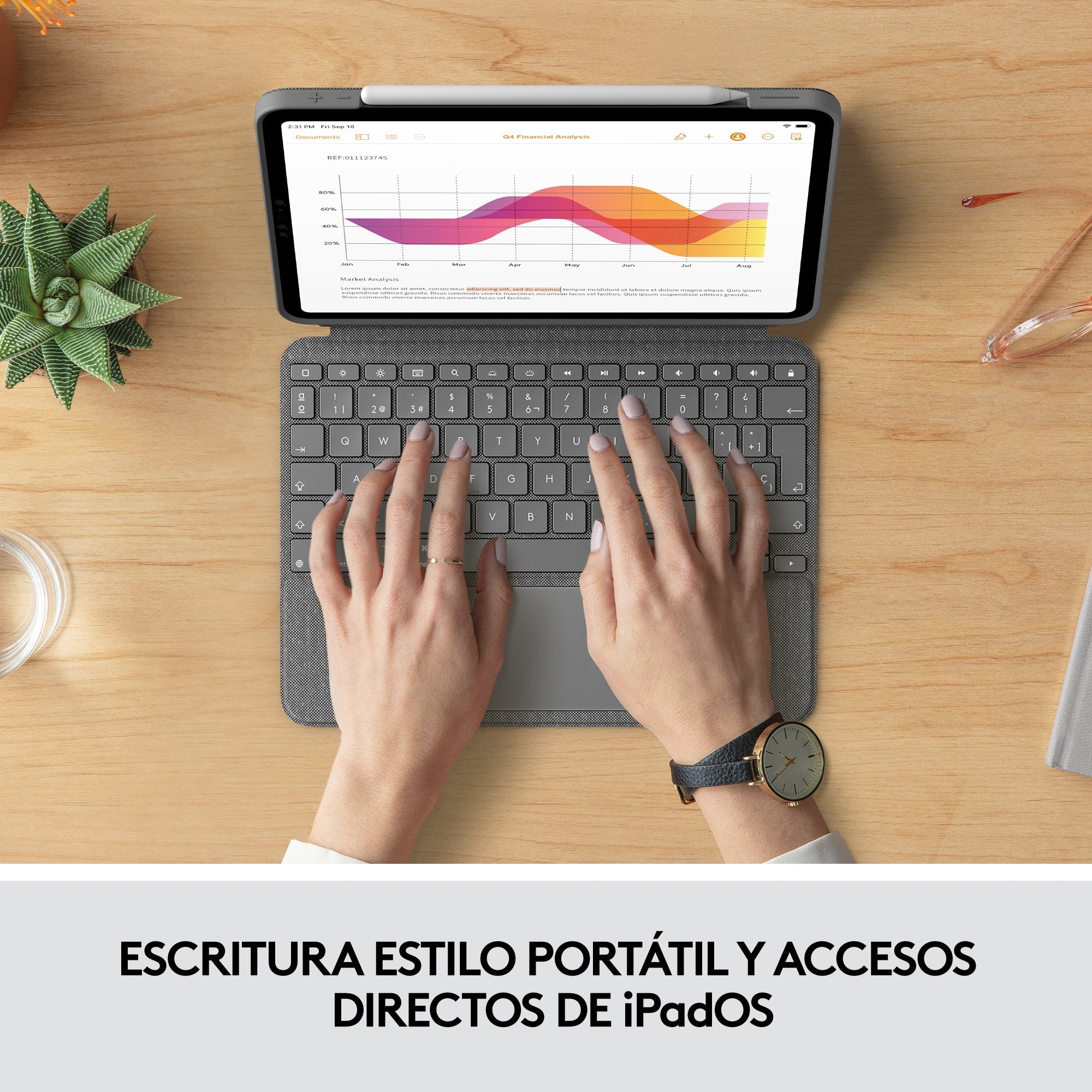 Funda Con Teclado Esp Logitech Combo Touch Para Tablets Apple Ipad Air 4 Gen 2020 De 10.9'/ Gris