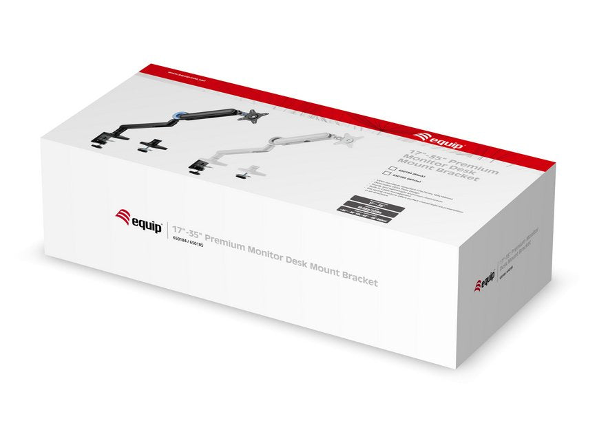 Soporte De Mesa Equip 650185 Para 1 Monitor De 17-35 Blanco De Aluminio Max. 10.5kg Por Pantalla Max.Vesa 100x100 Resorte De Gas