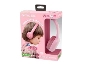 Muse Bluetooth Stereo Kids Headphones M-215btp Over-Ear, Inalã¡Mbrico, Rosa