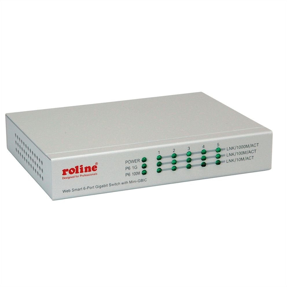 Roline Gigabit Ethernet Switch 6 Ports (5x 10 100 1000 + 1x Sfp), Websmart