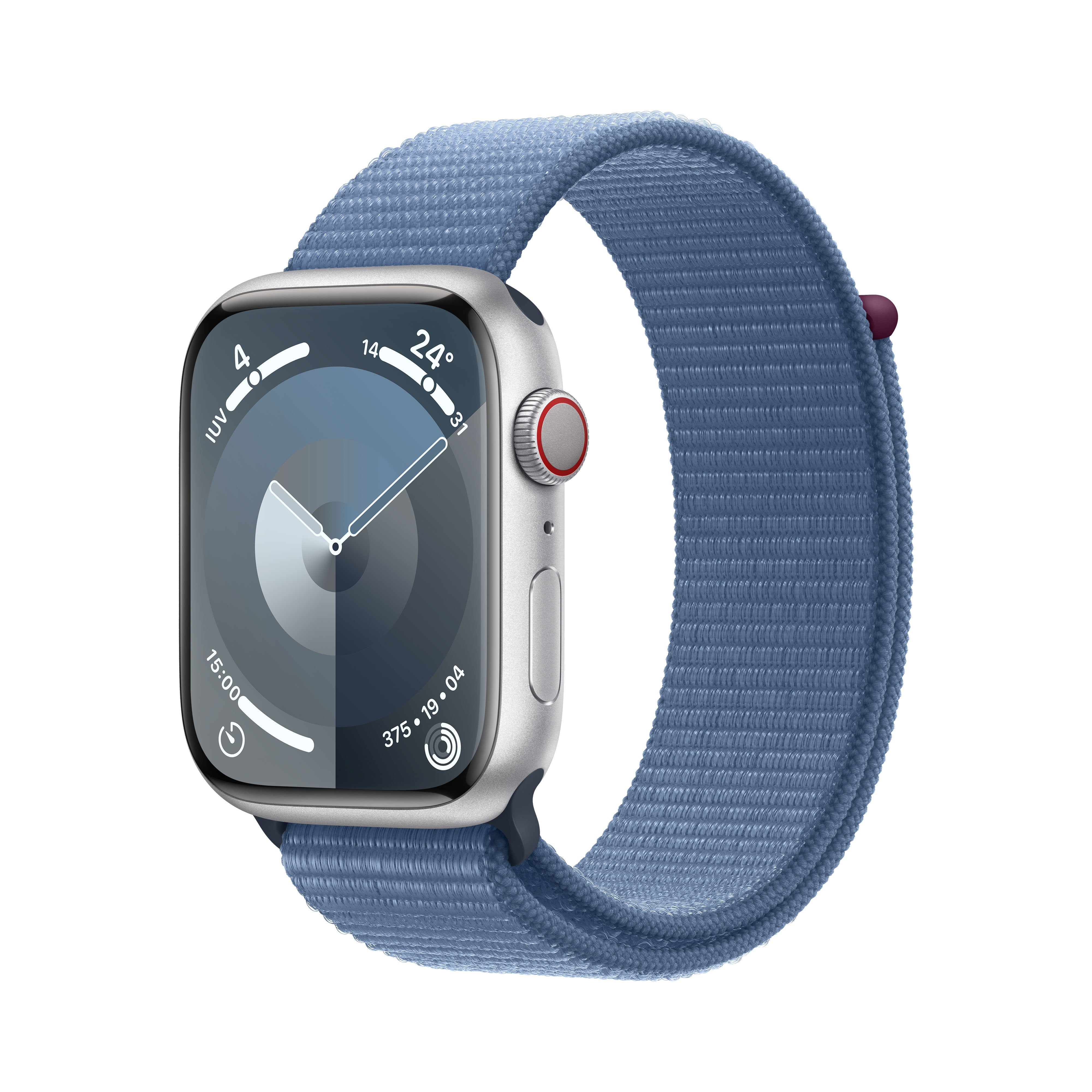 Apple Watch Series 9 Gps 45mm Cellular Caja De Aluminio Plata Correa Deportiva Loop Azul Invierno