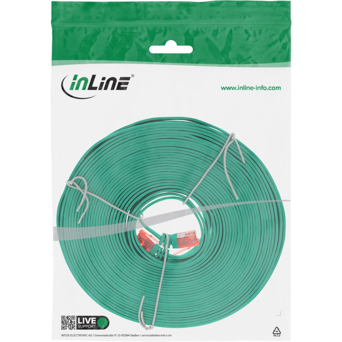 Inline Flat Ultraslim Cable De Red U/Utp Cat.6 Gigabit Ready Verde 10m