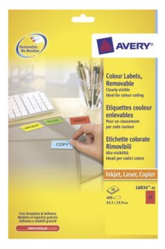Avery Zweckform Etiquetas L6034-20 Rojo 63,5 X 33,9 Mm