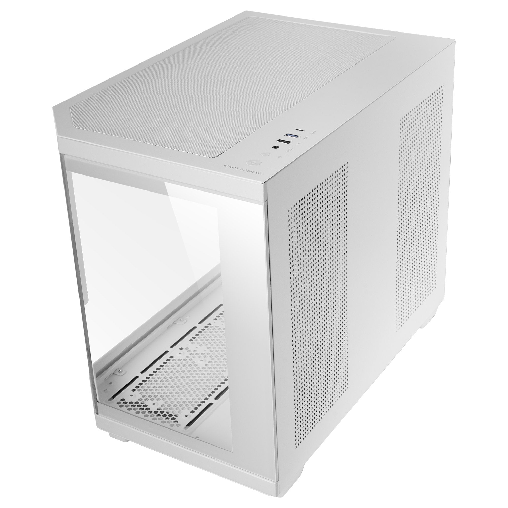 Caja Microatx Mc3t Corelcdm Blanco Mars Gaming M-Atx / Usb-C X1 / Usb 3.0 X1 / Usb 2.0 X1 /2x Hdd + 3x Ssd / Pantalla Ips 7.2''