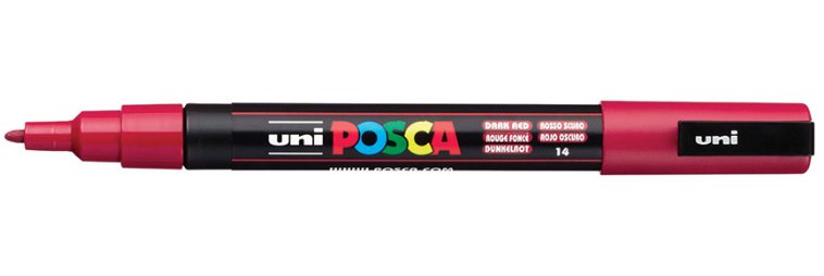 Posca Marcador Pc-3m Punta Cónica 0,9 - 1,3 Mm Rojo Oscuro