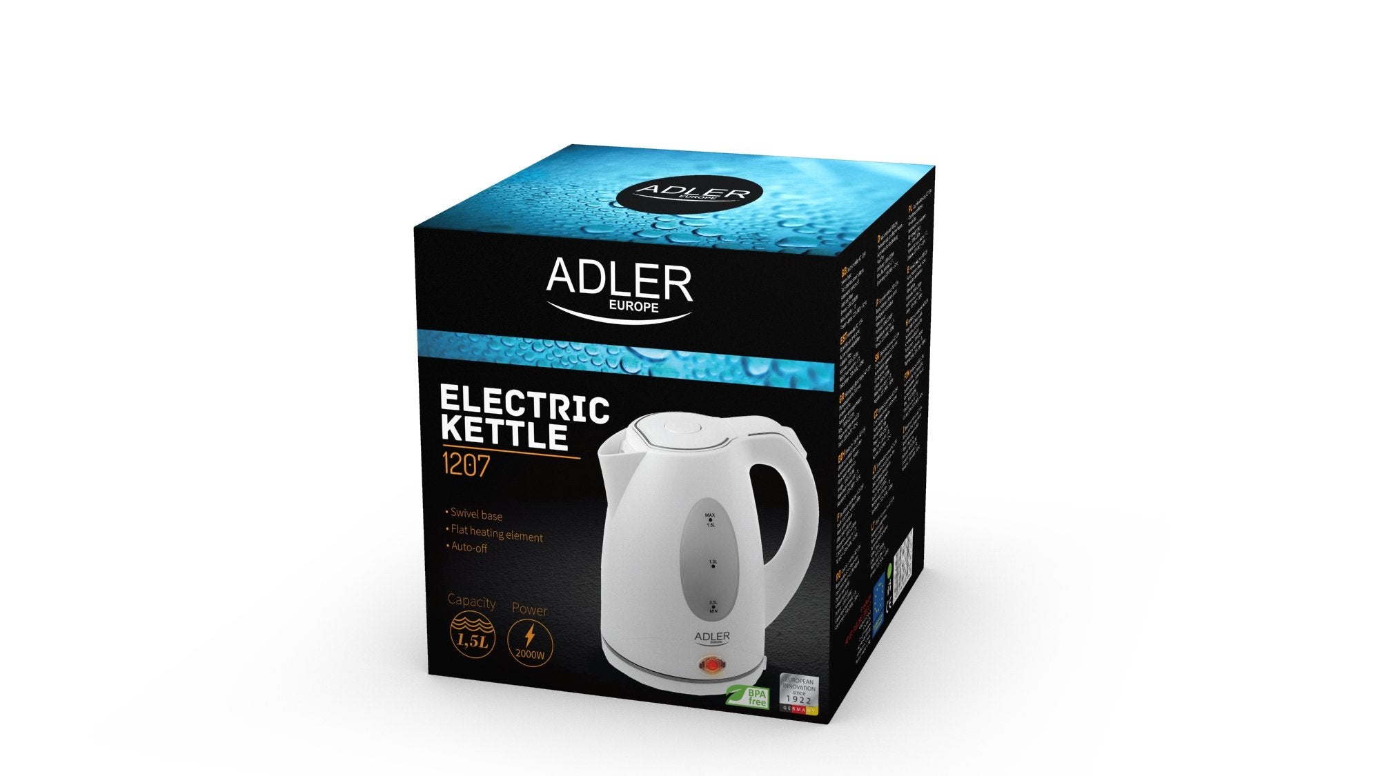 Hervidor De Agua Adler Ad1207 1,5 L Blanco 2000 W
