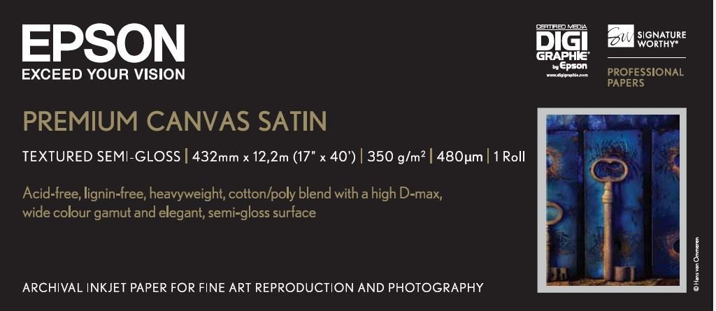 Epson Rollo De Premium Canvas Satin, 17 X 12.2m, 350g/M²