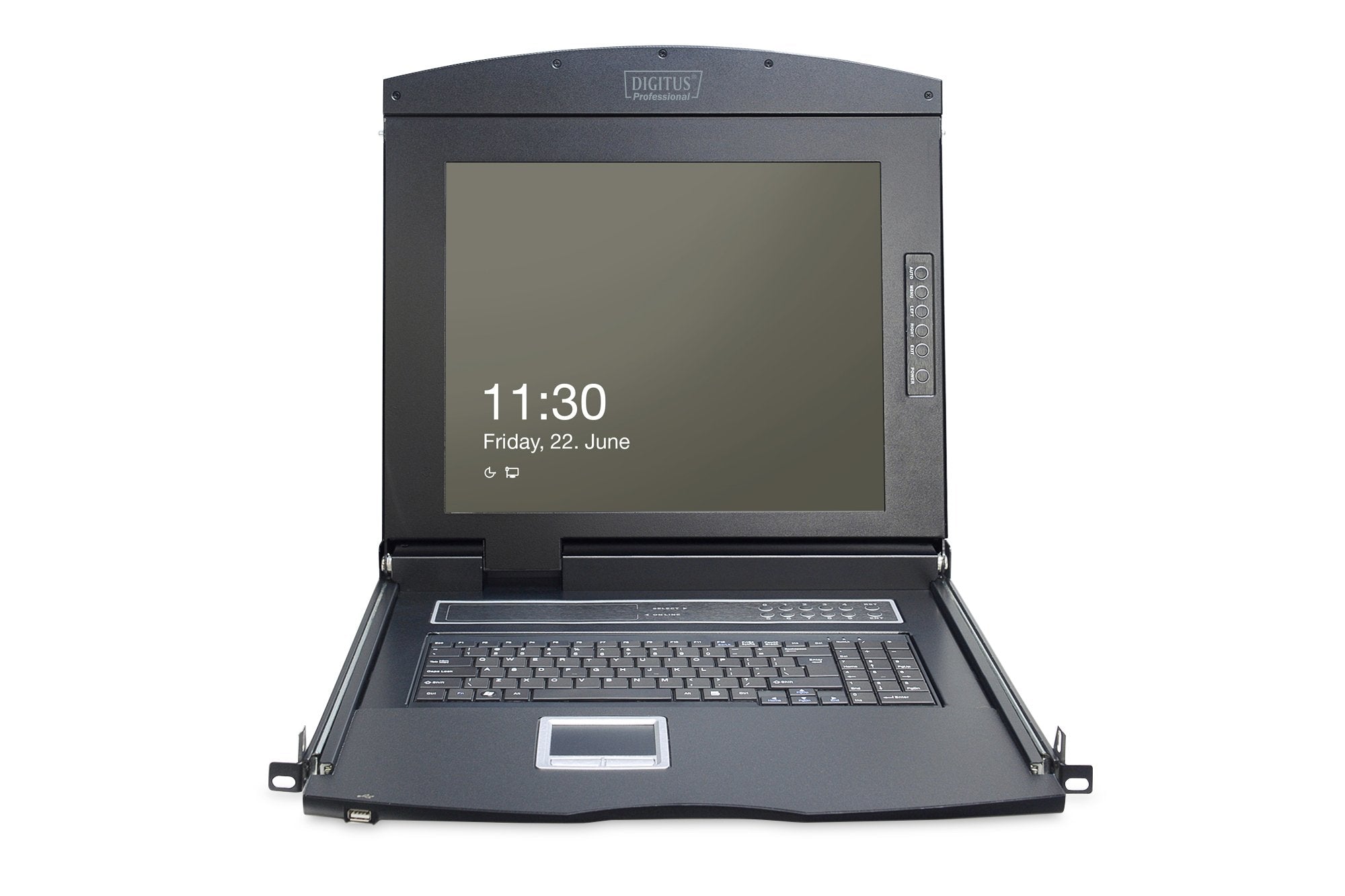 Kvm Modulare Konsole Mit 17" Tft (43,2cm), 16 Port Cat.5 Kvm & Touchpad, Us Tastatur Ral 9005 - Schwarz Digitus Professional