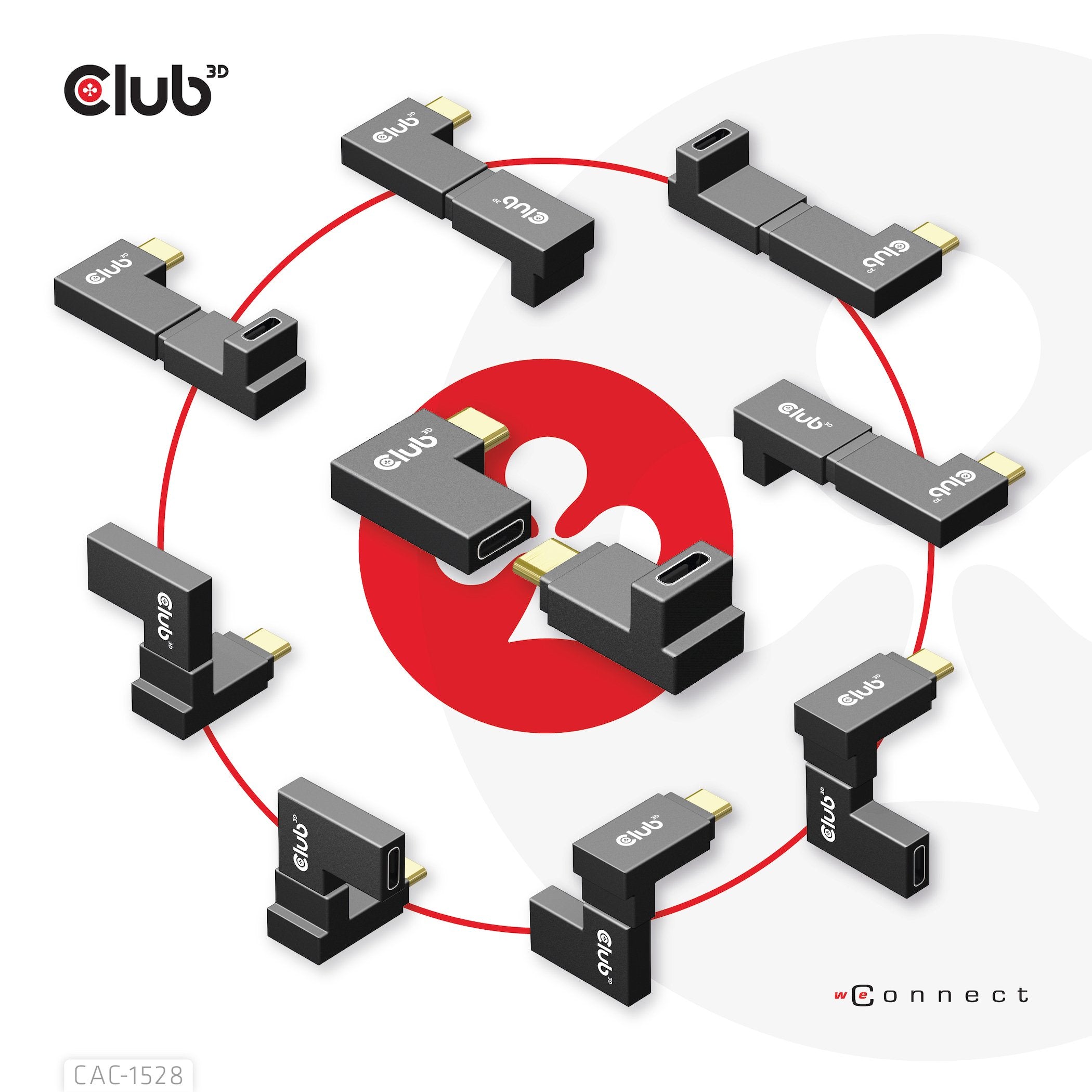 Adaptador Club3d Usb 3.2 Tipo C <> Usb 3.2 Tipo C En Ángulo M/H Retail