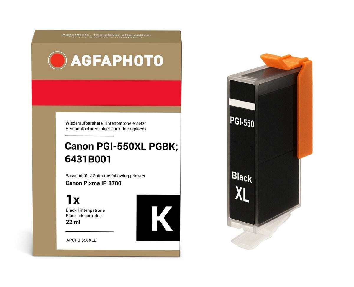 EAN 4250164835307 - AgfaPhoto APCPGI550XLB cartucho de tinta 1 pieza(s) Compatible Alto rendimiento (XL) Negro imagen 1
