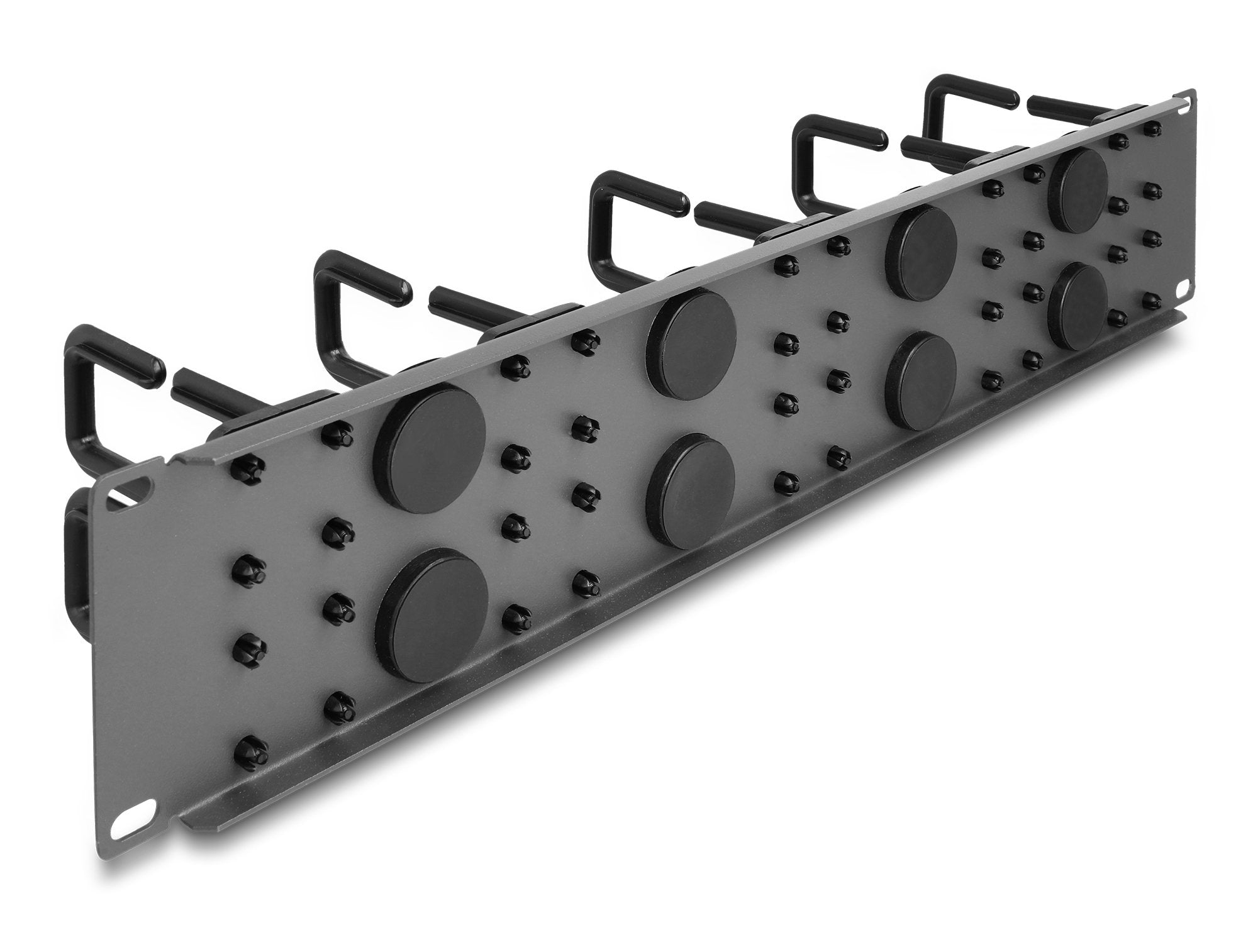 Delock 66746 Panel De Organización De Cables De 19? Con 8 Goma Entradas De Cables Y 10 Ganchos 2u Gris Oscuro