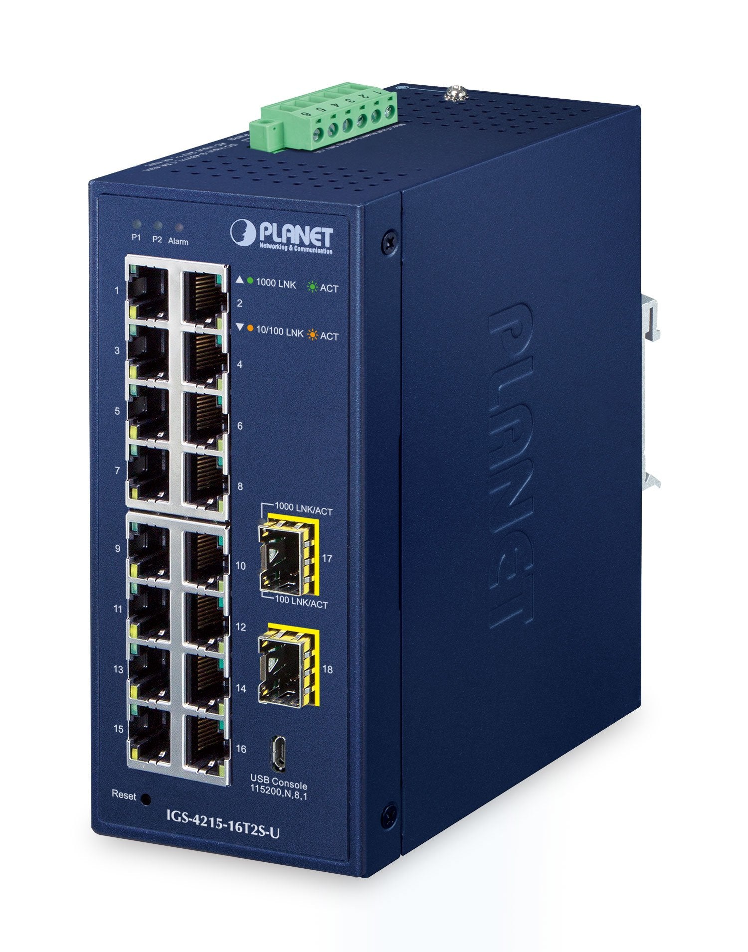 EAN 4711605287104 - PLANET IP30 Industrial L2/L4 16-Port Gestionado L2/L4 Gigabit Ethernet (10/100/1000) Azul imagen 1